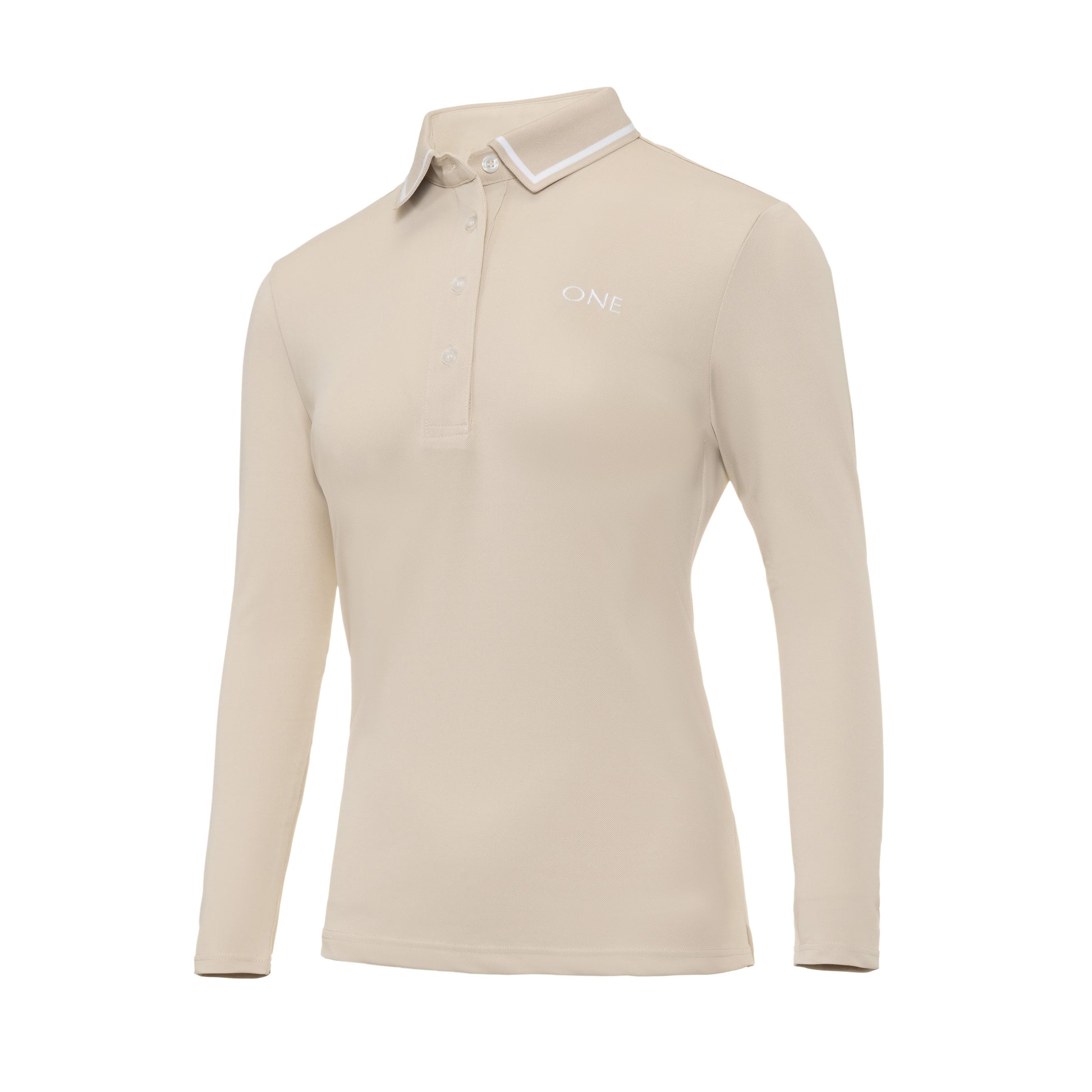 Beige Signature Polo Long Sleeve