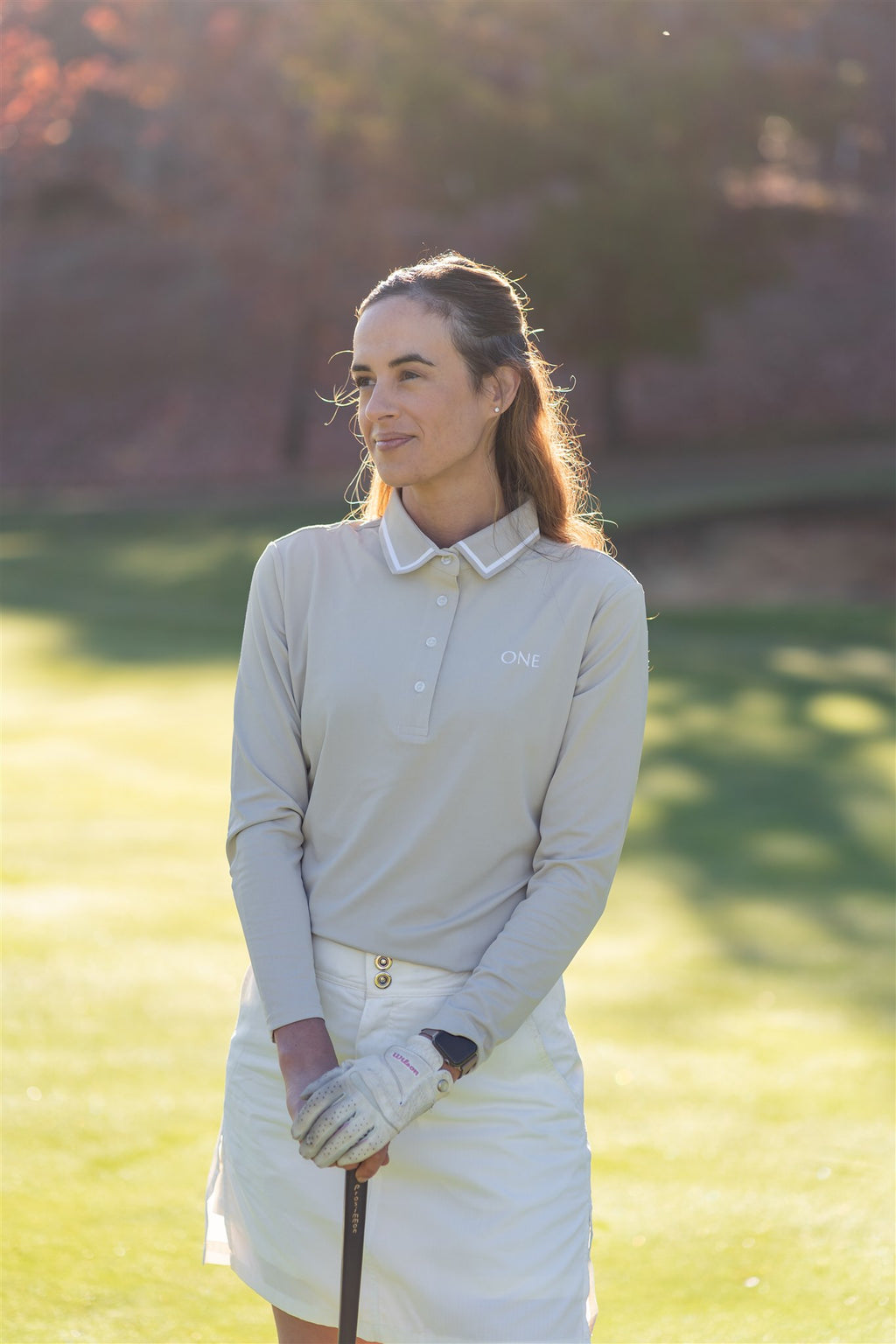 Beige Signature Polo Long Sleeve