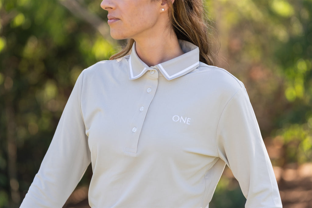 Beige Signature Polo Long Sleeve